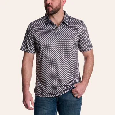 Panhandle Slim Performance Men's Black Medallion Print Pearl Snap Polo Shirt In Blue