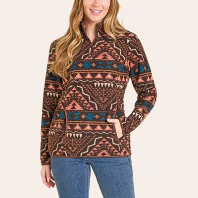 Panhandle Slim Women's Brown Aztec Print Quarter Zip Jacket