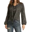Panhandle Snake Print Tie Front Top In Black
