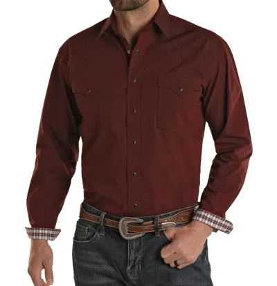 Panhandle Snap Dobby Shirt In Maroon In Multi