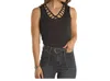 Panhandle Strappy Tank With Rhinestone Sleeveless Top In Black