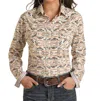 Panhandle Stretch Southwestern Print Top In Natural