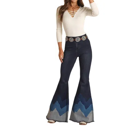 Panhandle Women's High Rise Bell Bottom Jean In Dark Wash In Blue
