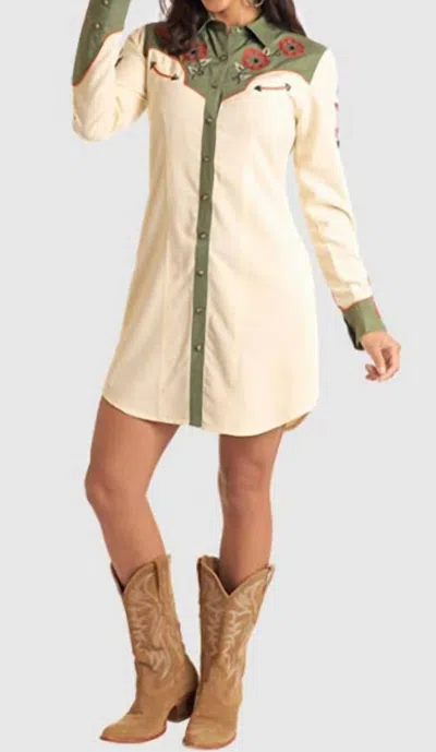 Panhandle Women's Retro Snap Chainstitch Shirt Dress In Ecru In Neutral