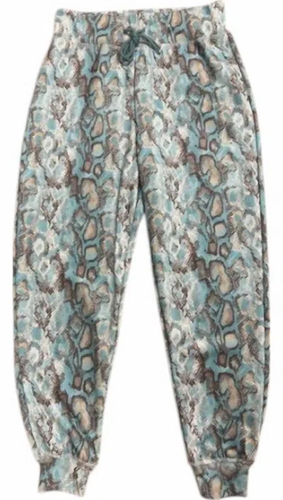 Panhandle Women's Rock & Roll Cowgirl Range Athletic Jogger Pants In Aqua Snake In Blue
