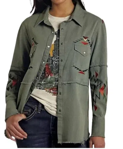 Panhandle Women's Slip Raw Edge Shirt In Olive In Green