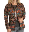 Panhandle Women's Wool Aztec Jacquard Shirt Jacket In Multi In Multi