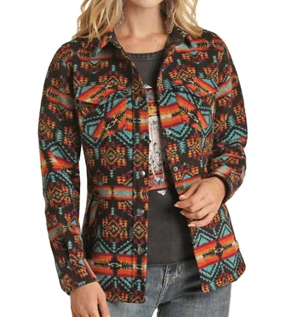 Panhandle Women's Wool Aztec Jacquard Shirt Jacket In Multi