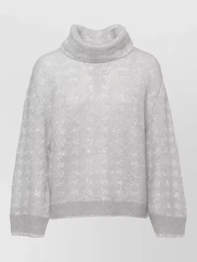 Panicale Alpaca-blend High-neck Long-sleeve Sweater In Gray