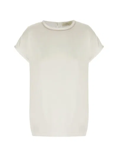 Panicale Beaded Silk Top In Neutral