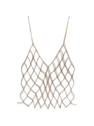 Panicale Beaded-net Top In Neutral