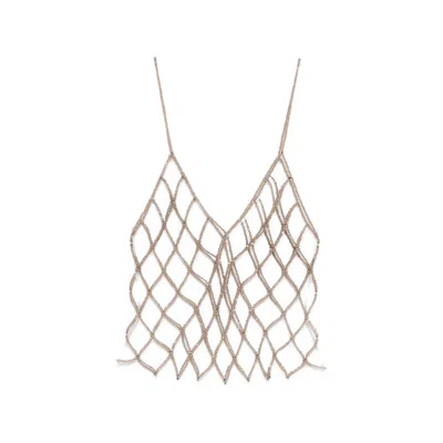 Panicale Beaded-net Top In Neutral