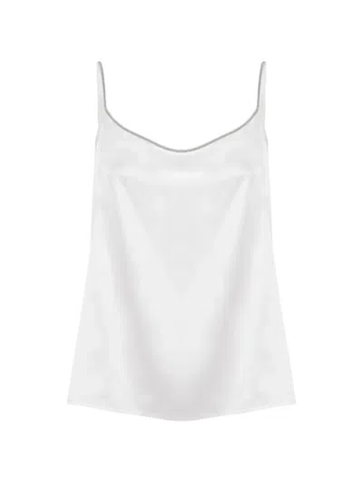 Panicale Beaded-trim Silk Top In White