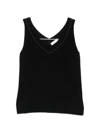 Panicale V넥 비즈 장식 탑 In Black