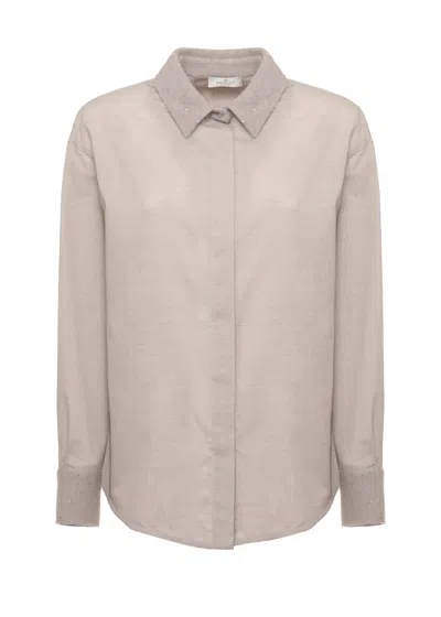 Panicale Beige Cotton-cashmere Paillette Shirt