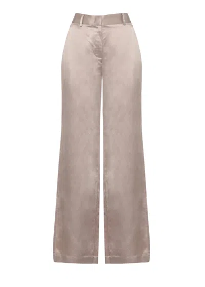 Panicale Beige Side Vents Viscose Straight-leg Pants In Multi