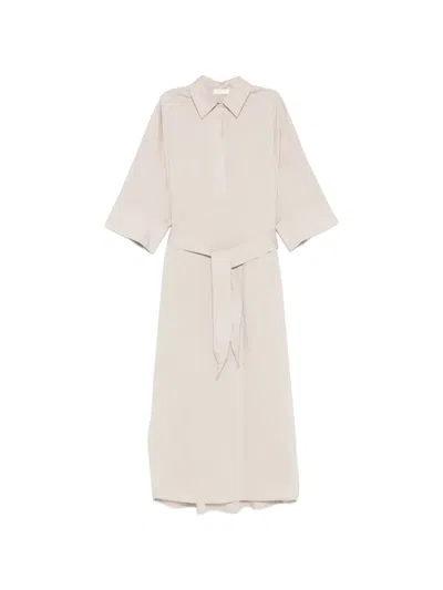 Panicale Belted Midi Shirt Dress In Neutral