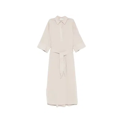 Panicale Belted Midi Shirt Dress In Neutral