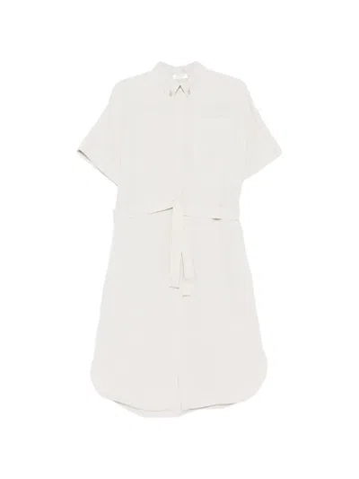 Panicale Belted Shirt Midi Dress In Neutral