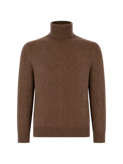 Panicale Chevron-knit Roll-neck Sweater In Brown