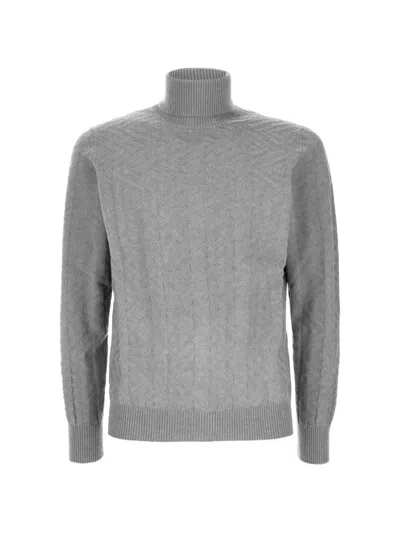 Panicale Chevron-knit Roll-neck Sweater In Gray