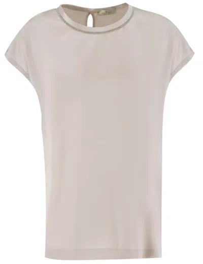 Panicale Classic Crew Neck Silk T-shirt In Neutrals
