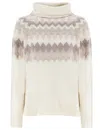 Panicale Cloud Geometric Pattern Turtleneck Jumper In Neutrals