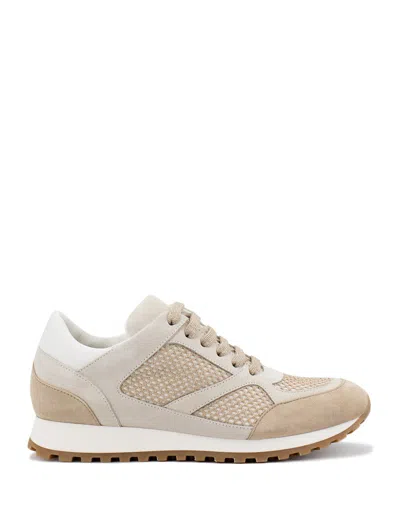 Panicale Contrasting Textures And Elevated Sole Sneakers In Neutral