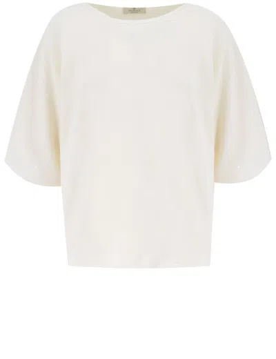 Panicale Cotton Boat-neck Jumper With Relaxed Silhouette In Neutrals