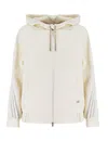 Panicale Cream Hooded Sweatshirt With Contrasting Fabric Bands In Neutrals