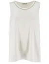 Panicale Crew Neck Silk Top With Luminous Detailing In Neutrals