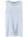 Panicale Crew Neck Silk Top With Luminous Details In Blue