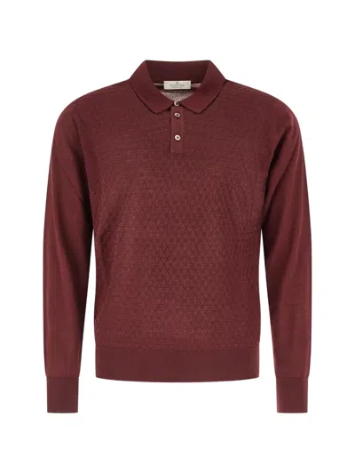 Panicale Diamond-knit Polo Sweater In Brown