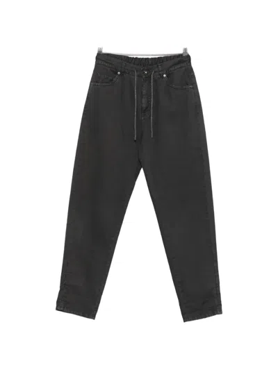 Panicale Drawstring-waist Straight-leg Jeans In Black