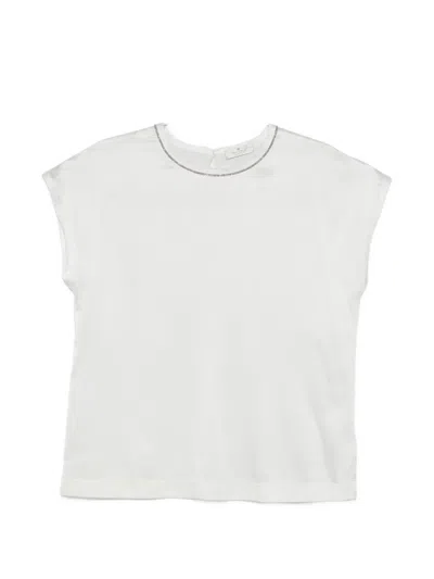 Panicale Embellished-detail Round-neck Blouse In White