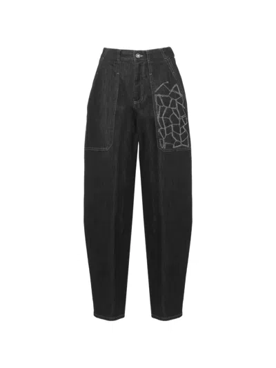 Panicale Embroidered Jeans In Black