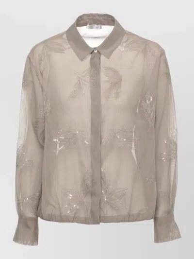 Panicale Embroidered Sequin Cotton Silk Relaxed Shirt In Neutral