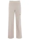 Panicale Fine-ribbed Trousers With Elasticated Waist In Neutral