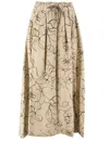 Panicale Floral Print Midi Skirt With Pleated Volume In Neutrals