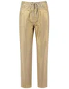 Panicale Fringe-detailed Gold Viscose Trousers With Drawstring Waist In Gold