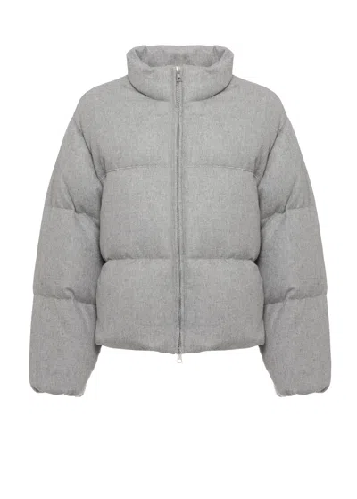 Panicale Grey High-neck Wool-blend Quilted Down Jacket
