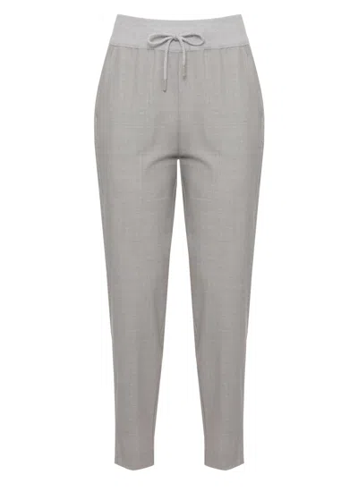 Panicale Grey Virgin Wool Light Point Detail Straight-leg Pants