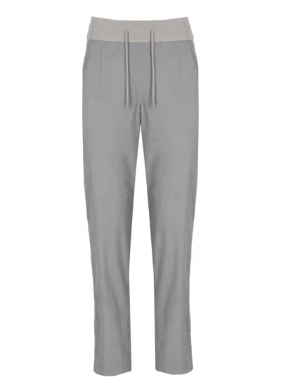 Panicale Grey Wool-blend Embellished Straight-leg Pants In Gray