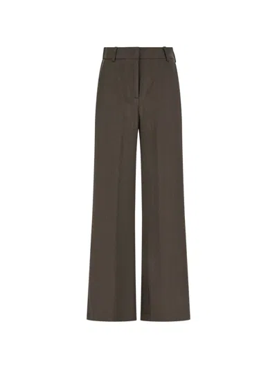 Panicale Herringbone-pattern Wide-leg Trousers In Brown