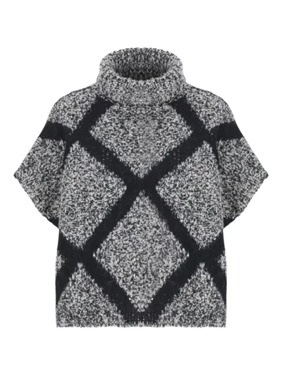 PANICALE HIGH-NECK KNITTED PONCHO