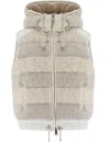 Panicale Hooded Cloud Padded Gilet With Sparkling Details In Neutrals