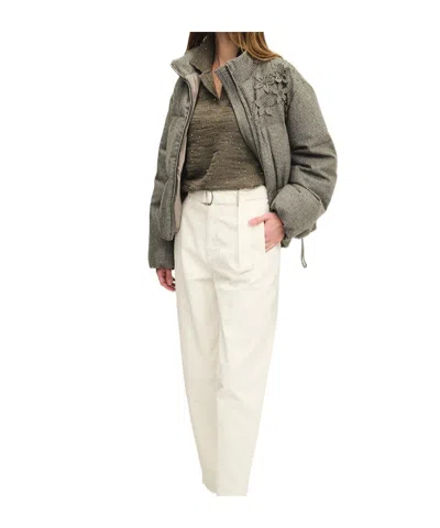 Panicale Houndstooth Blossom Down Jacket In Gold