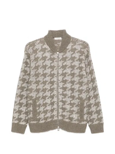 PANICALE HOUNDSTOOTH-PATTERN SEQUIN-EMBELLISHED CARDIGAN
