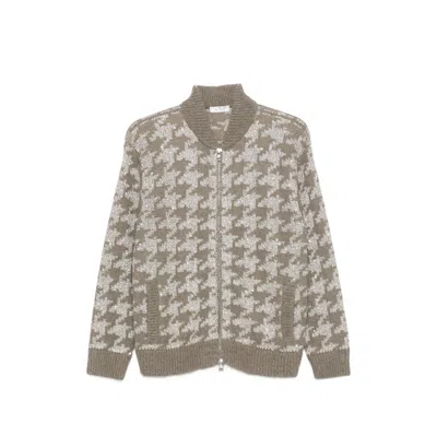 Panicale Houndstooth-pattern Sequin-embellished Cardigan In Multi