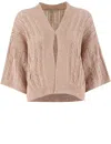 Panicale Knit Cardigan With Open Front In White